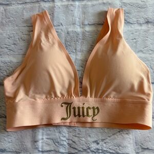 Juicy Couture Triangle Bralette S | Peach Logo Stretch